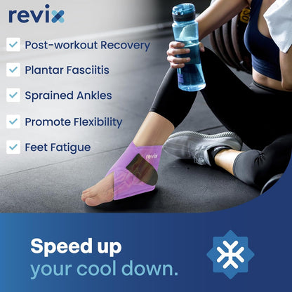 REVIX Ankle Ice Pack Wrap for Plantar Fasciitis & Foot Pain Relief