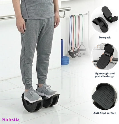 Calf Stretch Board Set of 2 Pieces Foot Rocker for Plantar Fasciitis Relief Achilles Therapy Device Ankle Mobility Balance Tool Non Slip Black Trainer Physical Therapy Equipment Leg Slant Stretcher