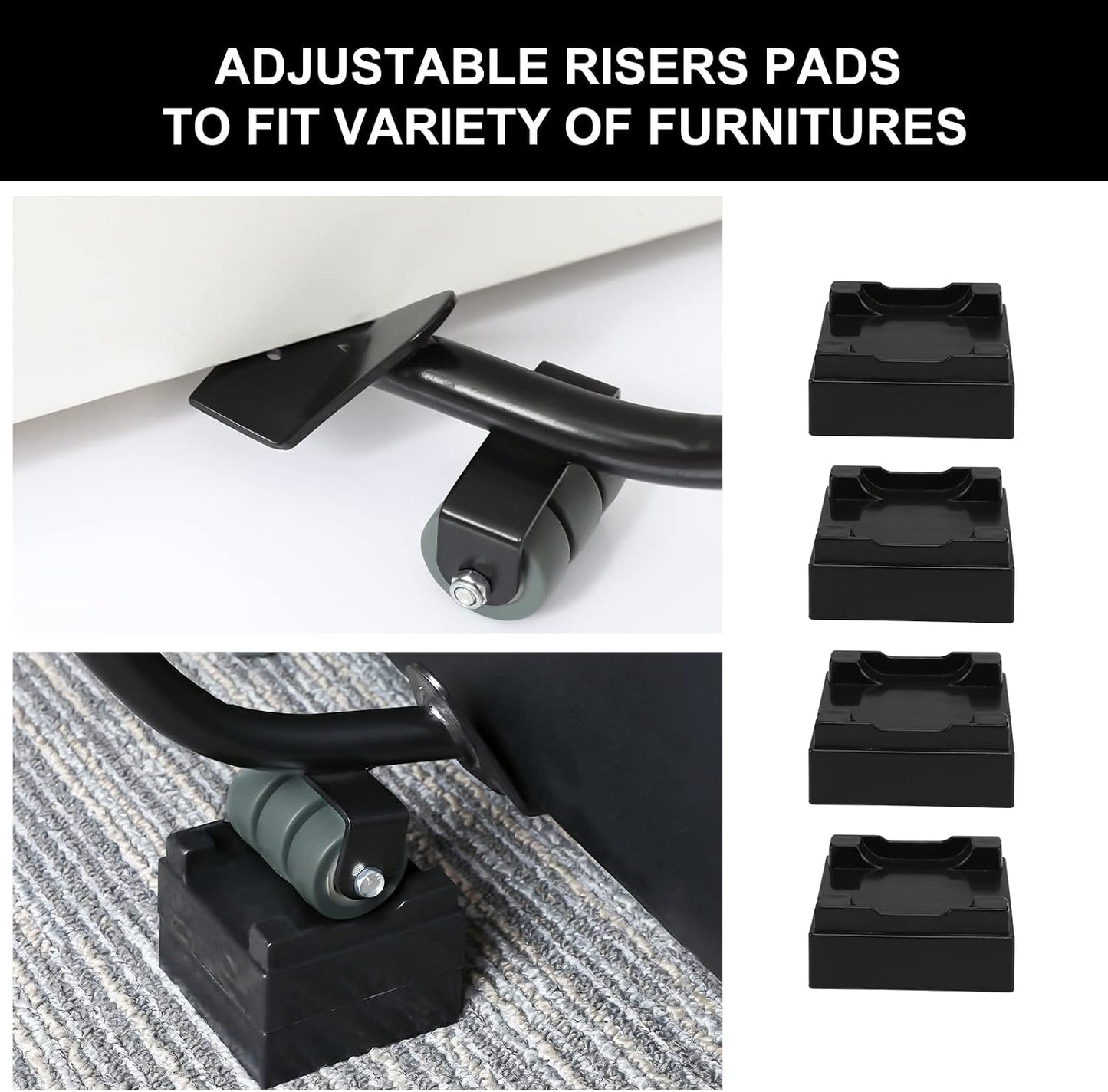 Furniture Moving Set for Hard Floor Surfaces, Move Heavy Furniture Quickly & Easily,(1 Lifter Tool & 4 Heightening Block)