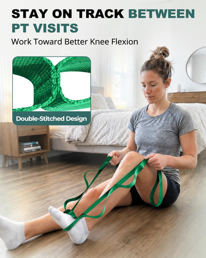Trideer Non-Elastic Stretching Strap with Loops for Physical Therapy & Rehab, Knee Hip Leg ROM Post-Surgery, Yoga Strap for Stretching, Leg Lifter Strap Mobility Aid, Hamstring Calf Back