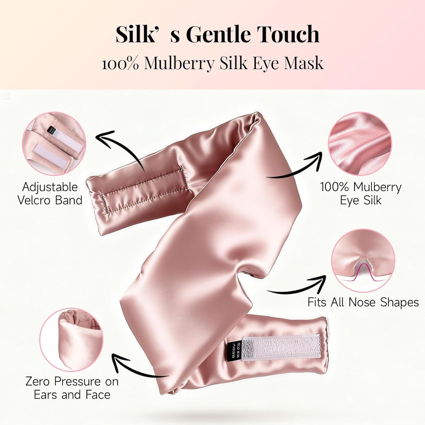 Silk Sleep Mask – 100% Mulberry Silk Eye Mask for Sleeping, Soft Slip Feel, Adjustable Headband, Blackout for Side Sleepers, Men & Women | Soft Slip Feel, Adjustable Headband, Blackout for Side Sleepers, Men & Women