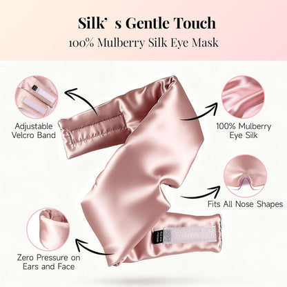 Silk Sleep Mask – 100% Mulberry Silk Eye Mask for Sleeping, Soft Slip Feel, Adjustable Headband, Blackout for Side Sleepers, Men & Women | Soft Slip Feel, Adjustable Headband, Blackout for Side Sleepers, Men & Women