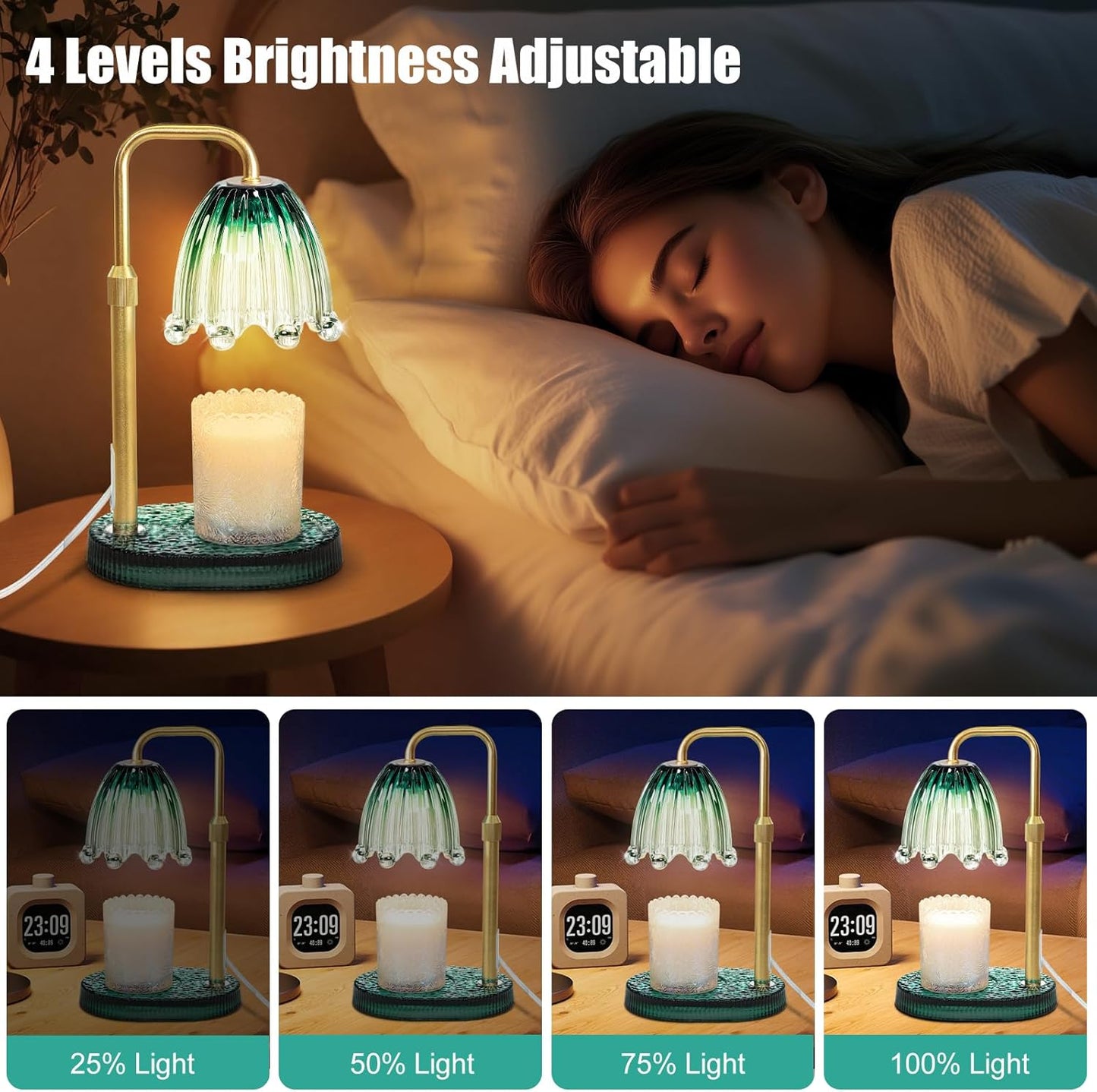 Candle Warmer Lamp with Timer - Electric Wax Melt Warmer with Adjustable Height and Dimmer for Scented Candle Wax, Home Fragrance Décor and House Warming Birthday Gifts for Women Mom