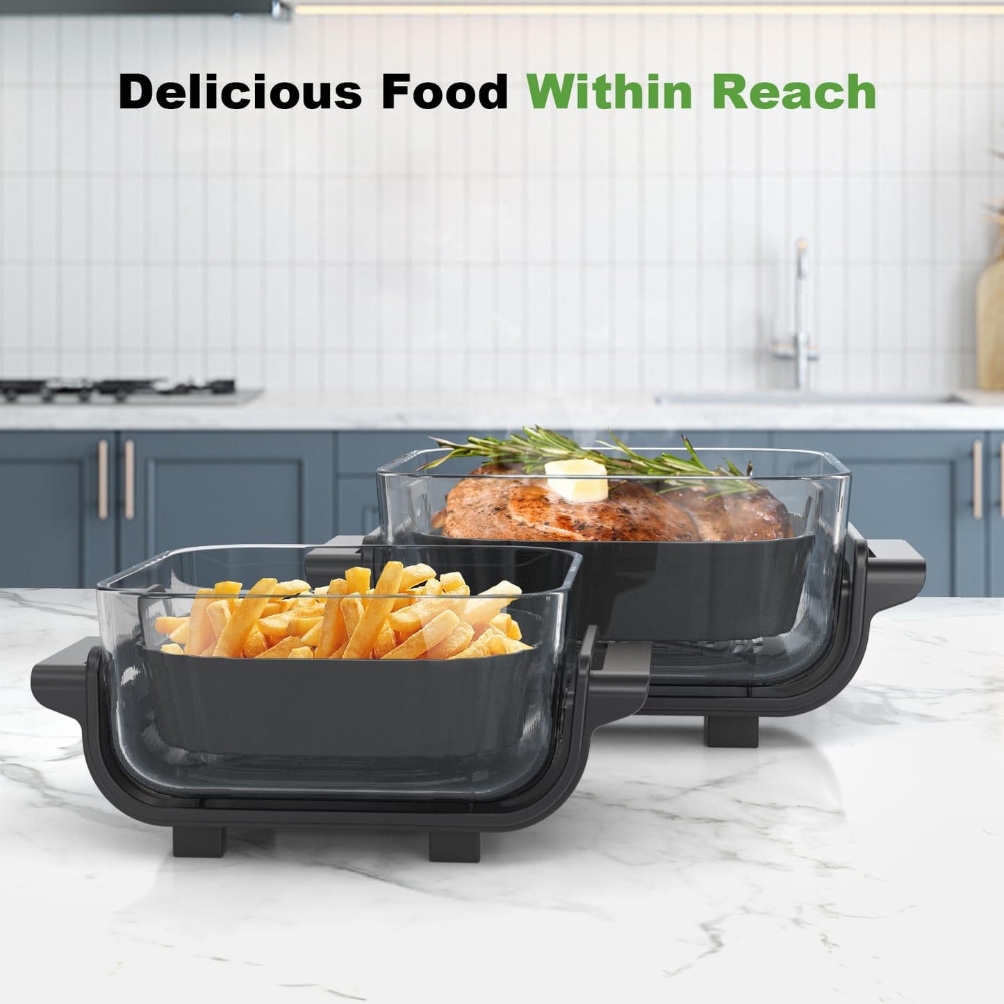 Square Silicone Air Fryer Liners for Ninja Crispi FN101GY FN101SG FN101ST FN101MT FN101PL Large for 4Qt, Small for 6Cup, Reusable Basket Trays, 4-in-1 Portable Glass Airfryer Accessories