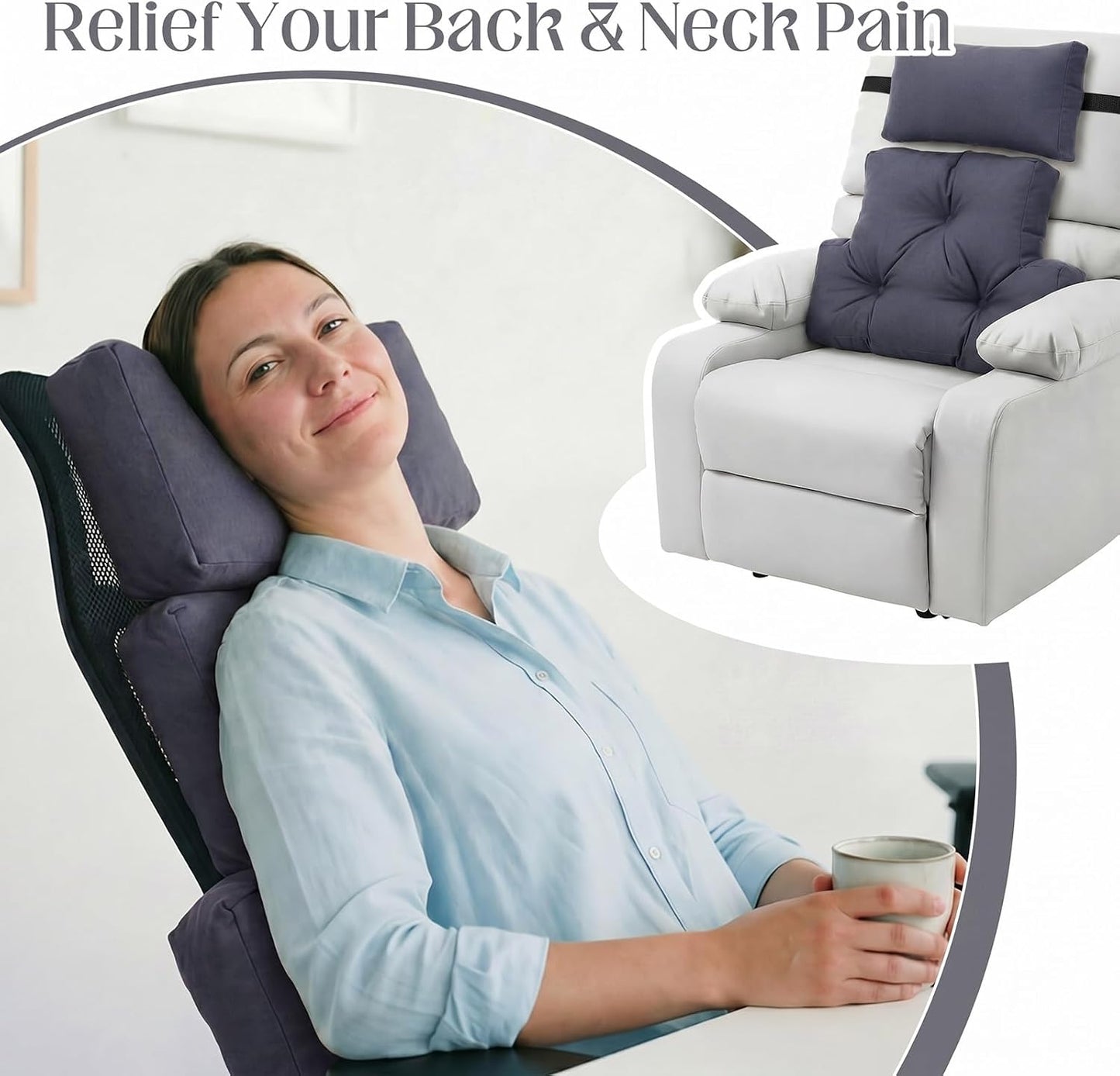 Novabright 2 Pcs Recliner Headrest Back Pillows for Back Support Pillow for Couch with Adjustable Recliners Pillow for Headrest for Chairs Sofa Couch and Bed (Dark Gray)