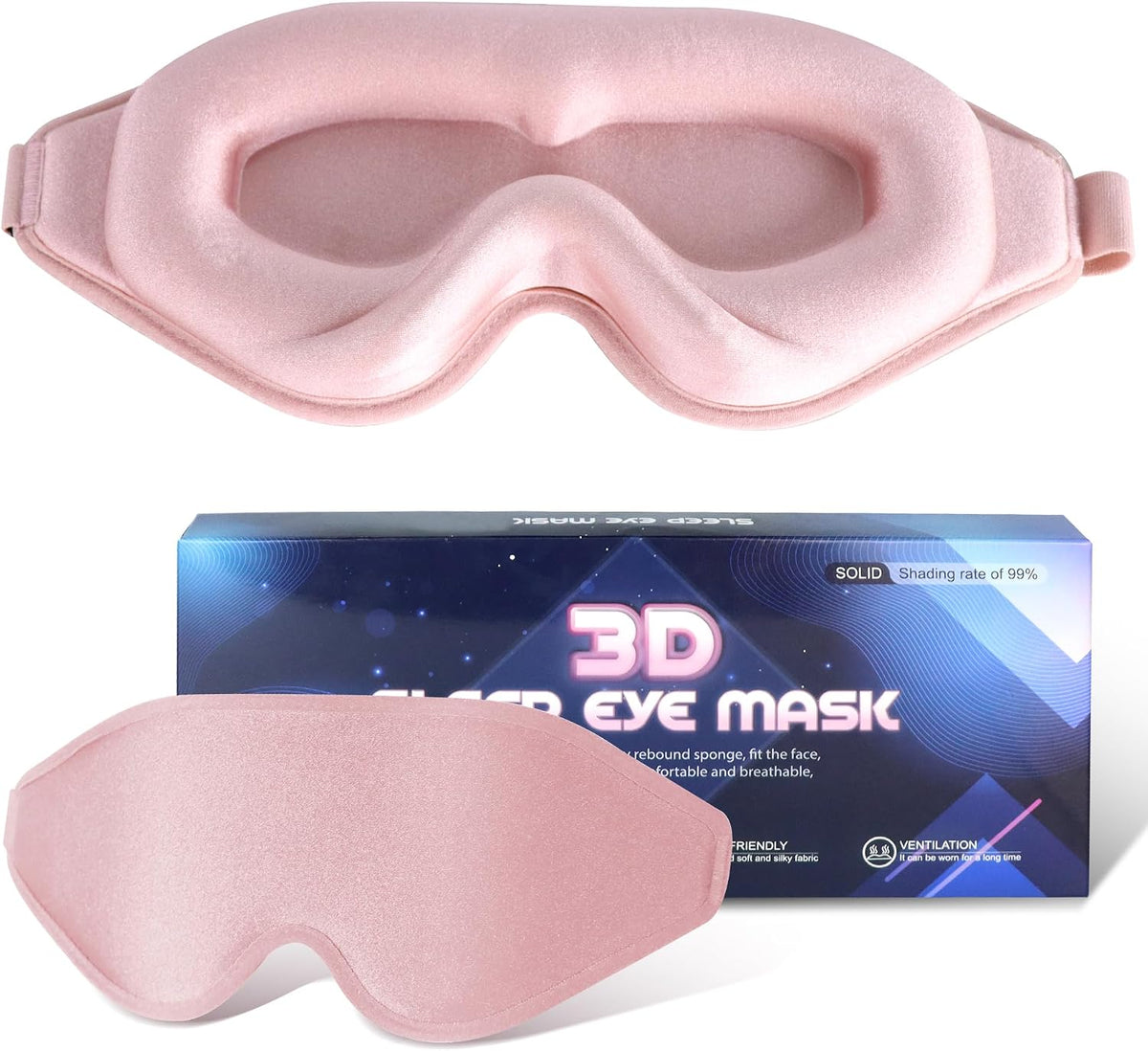 Sleep Mask for Lash Extensions, 3D Memory Foam (Pink, 1pcs)