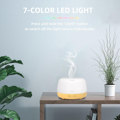SEEDSEEL 300ML Essential Oil Diffuser with 7-Color LED Lights and Remote Control, Modern Minimalist Design, High-Efficiency Ultrasonic Mist Aromatherapy Diffuser for Home