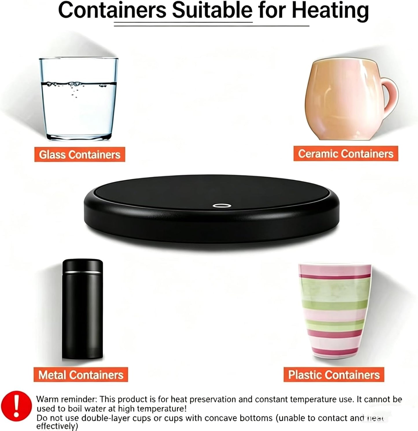 Coffee Mug Warmer, Auto-Shutoff Cup Warmer for Home Office Desk Use, Electric Beverage Warmer Heating Plate（Black ）