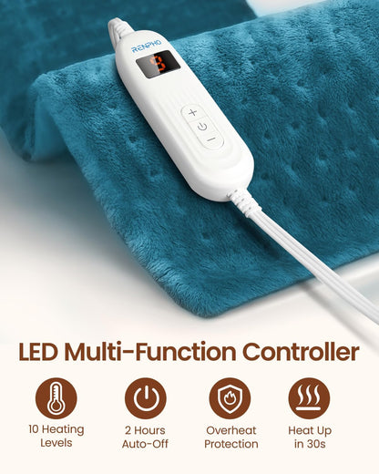 RENPHO Electric Heating Pad for Back with 10 Heat Levels, FSA Eligible HSA | Fit for Neck, Shoulder, Knee, Arm & Leg, Birthday Gift for Women, Men, Mom & Dad, HSA Approved, ETL Certified, 12 x 24", Gray