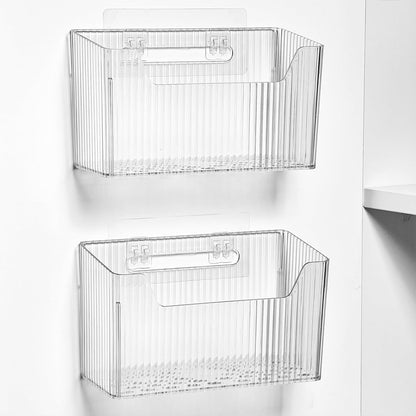 Sinnsally 2 Pack Cabinet Door Organizer,Self Adhesive Lid Organizers Inside Cabinet Storage Boxes,Hanging Storage Basket Organizer Wall Mounted Pantry Caddy Cup Holder for Kitchen,Fridge,Bathroom