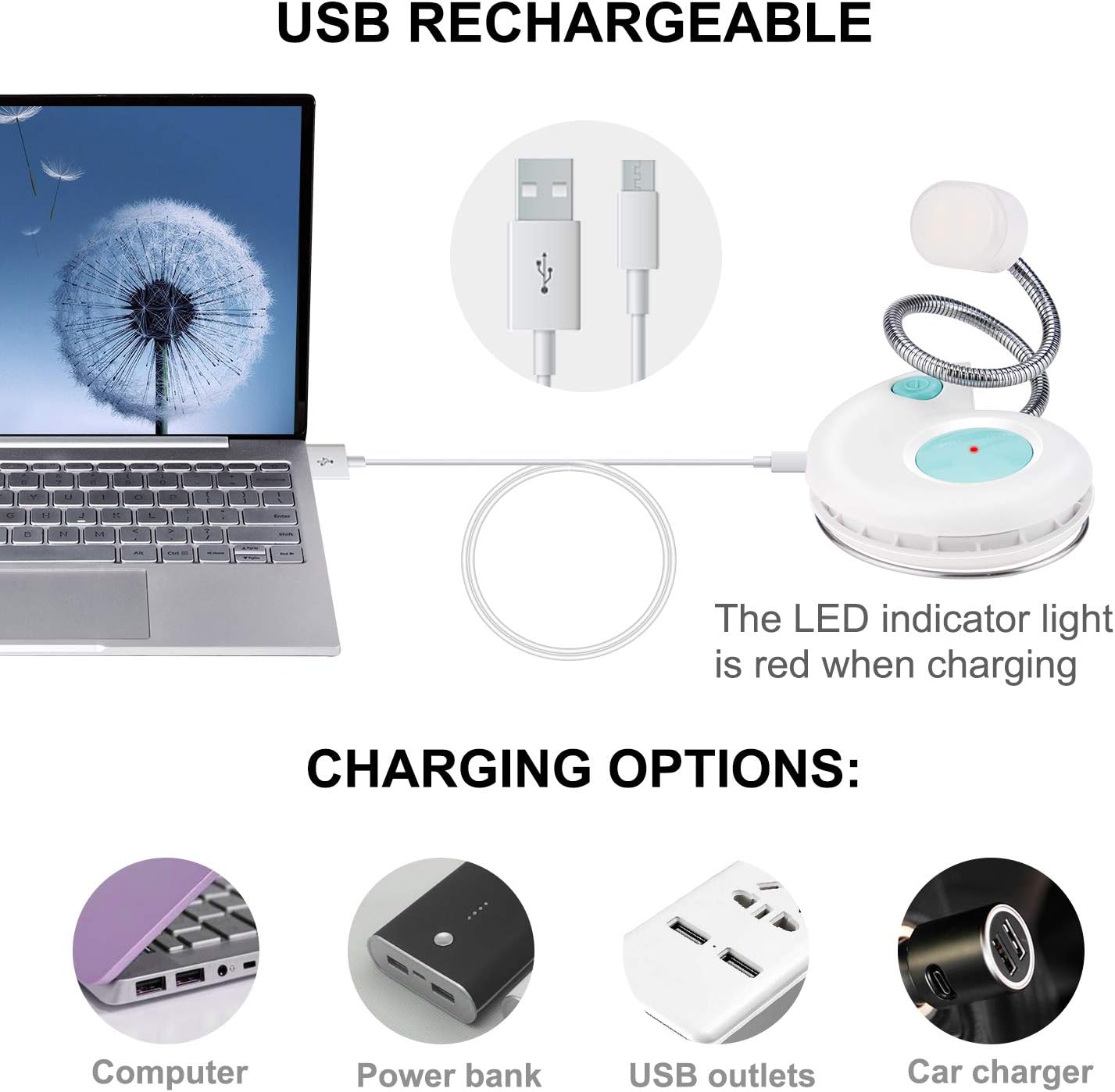 LUXSWAY Rechargeable Reading Light for Kids, LED Book Light with Magnetic Clip and Flexible Gooseneck, Cute Amber Bookmark Light - Violet