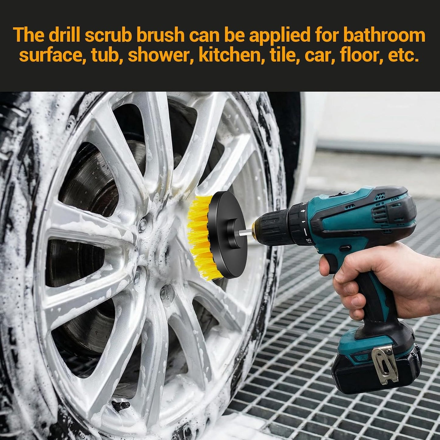 12 Pcs Drill Brush Attachment, 4 Inch Power Scrubber Cleaning Kit Multi Purpose Set Brushes for Kitchen Tile Bathroom Surfaces Tub Grout Shower Auto Car Boat