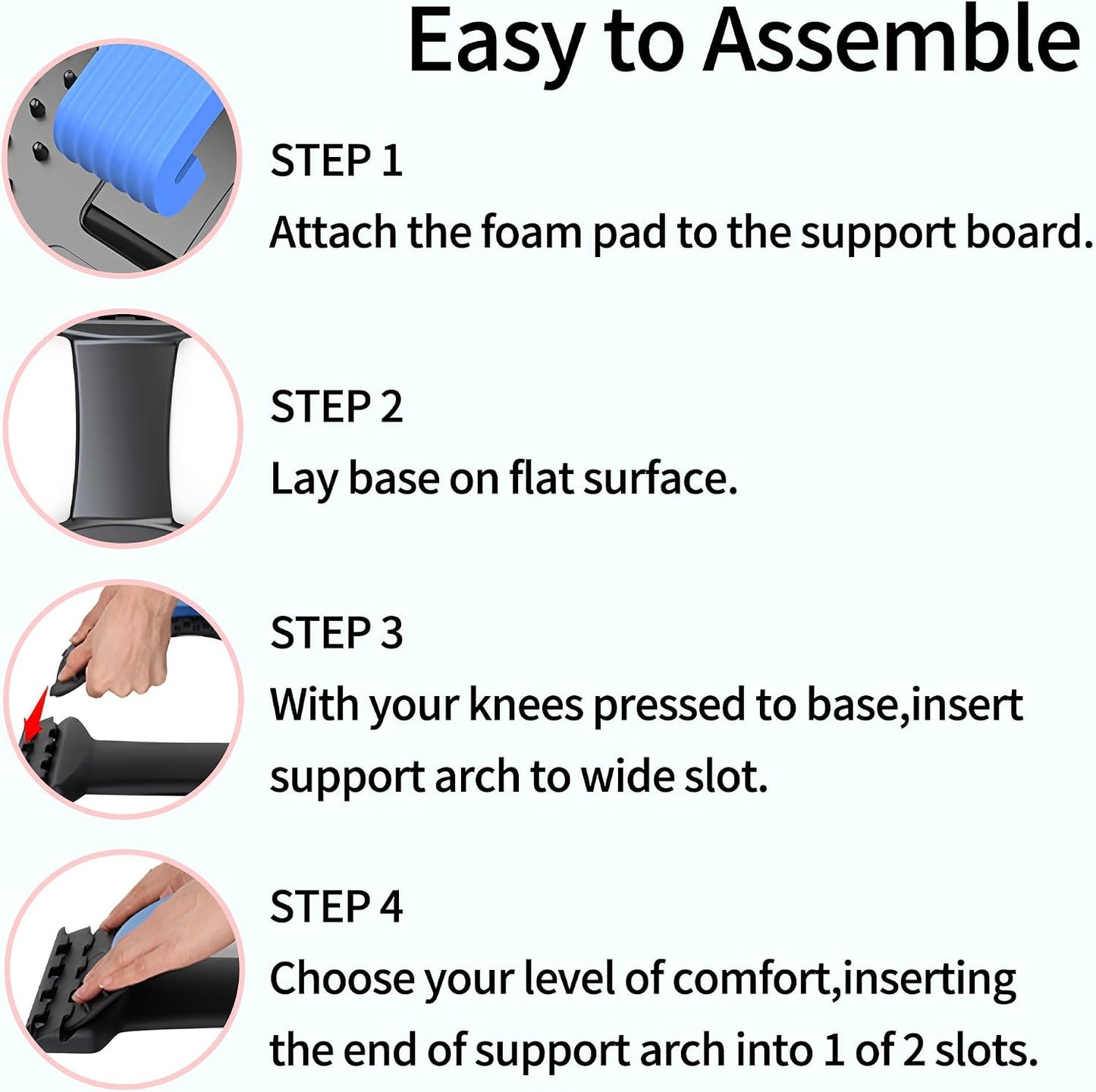Back Stretcher,4 Level Lumbar Support Board, Spine Alignment Massager for Herniated Disc,Sciatica, Scoliosis,Upper & Lower Back Pain Relief (Blue)
