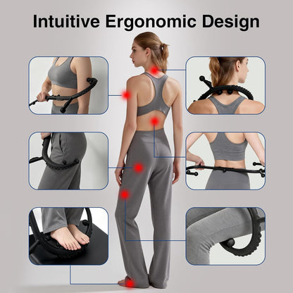 Massage Stick,Handheld Trigger Point Back and Neck Massager Cane, Deep Tissue Self Massage Tool for Muscle Knots and Myofascial Release,for Pain Relief and Muscle Recovery,Black