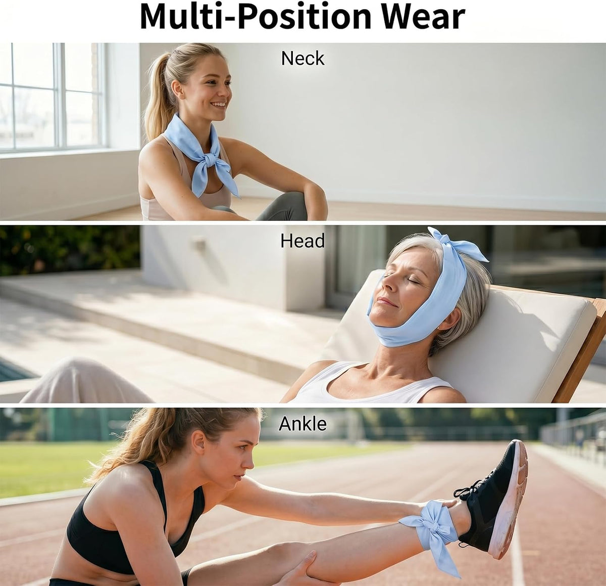Neck Cooling Wrap for Hot Weather – Reusable Ice Pack for Neck, Cold Gel Wrap for Summer Heat Relief, Outdoor Sports, Travel, Gym – Soft Breathable Fabric, Hands-Free Flexible Design