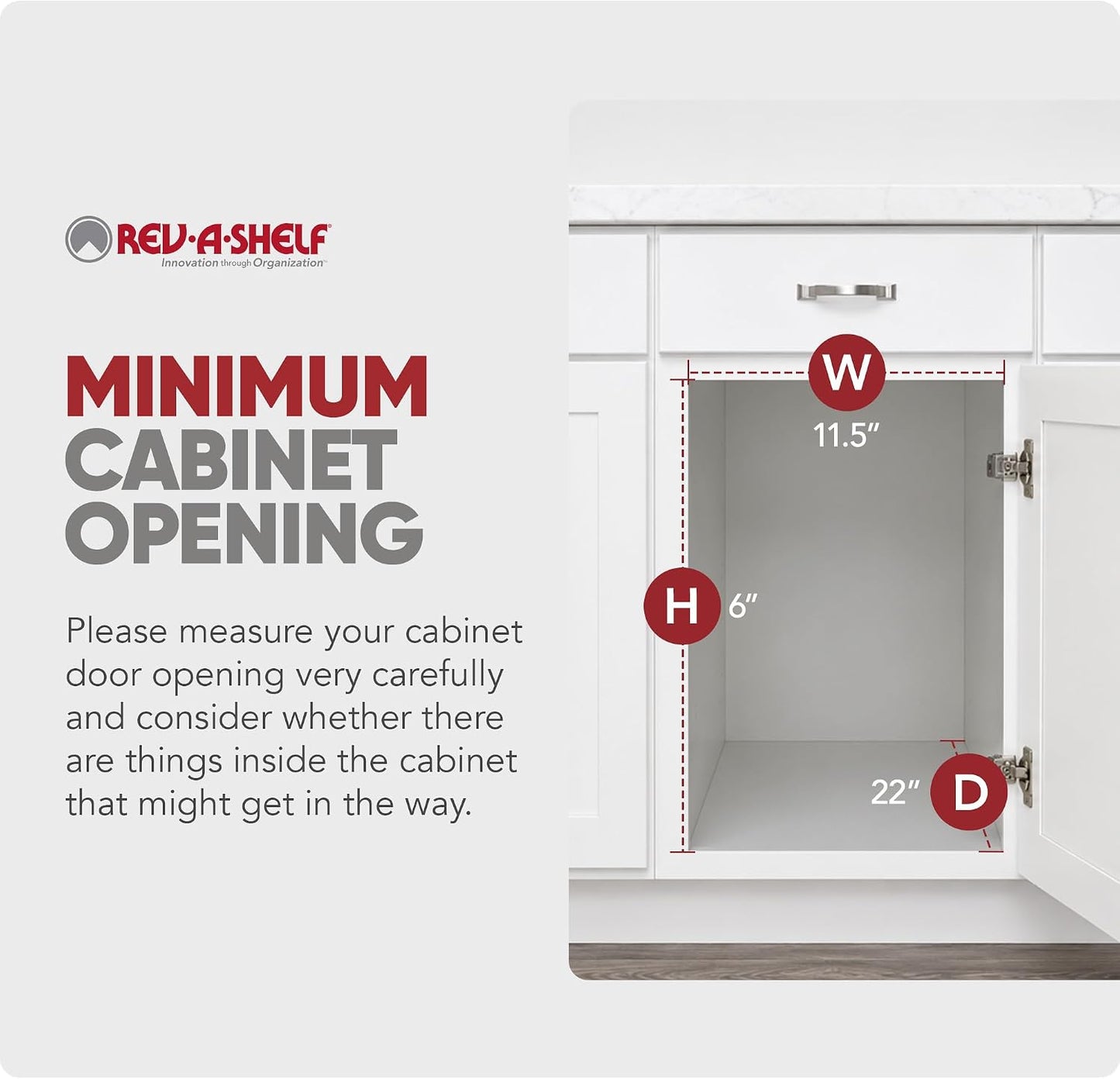 Rev-A-Shelf Pullout Organizer for Cabinets, Min Opening Width of 18" | STwo-Tier Steel Shelf for Kitchen or Vanity Cabinet Organization, Heavy Gauge Wire Slide Out Storage Basket, 5WB2-1822CR-1