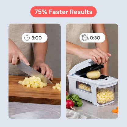 Fullstar Pro XL Vegetable Chopper & Mandoline Slicer w Pull-Out Catch Tray | 6 in 1 Veggie, Onion & Fruit Slicer, Dicer & Grater with Sharp Stainless Steel Blades - XL Food Prep Set (Black)