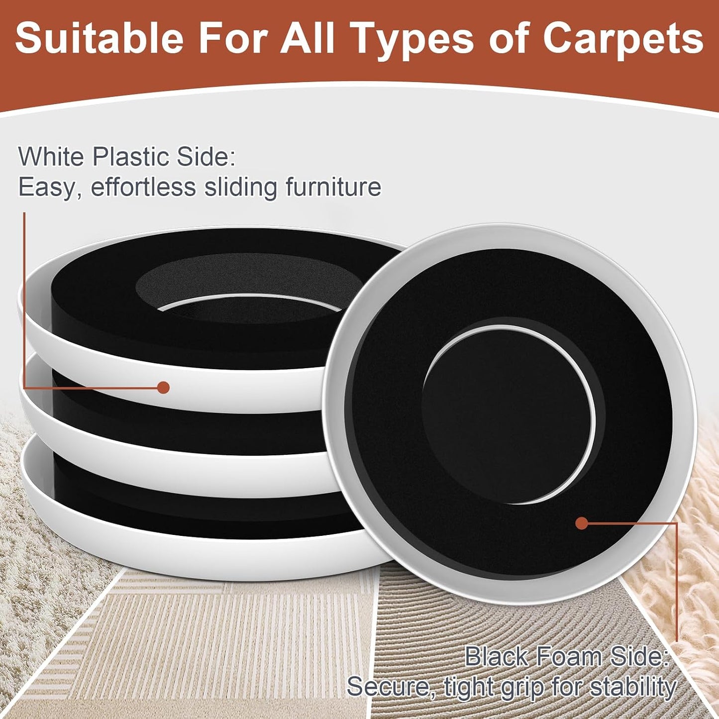 New Upgrade Furniture Sliders: Multi-Surface 3-in-1 Furniture Movers Slider | Heavy Moving Pads with 8PCS 4.3" Carpet Sliders + 4PCS Hard Floor Socks + 1 Lifter - Protect Floor and Easily Move Furniture