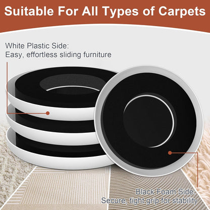 New Upgrade Furniture Sliders: Multi-Surface 3-in-1 Furniture Movers Slider | Heavy Moving Pads with 8PCS 4.3" Carpet Sliders + 4PCS Hard Floor Socks + 1 Lifter - Protect Floor and Easily Move Furniture