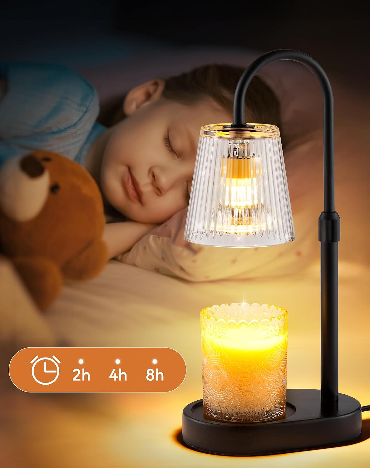 Adjustable Candle Warmer Lamp with Timer - Electric Light Wax Warming