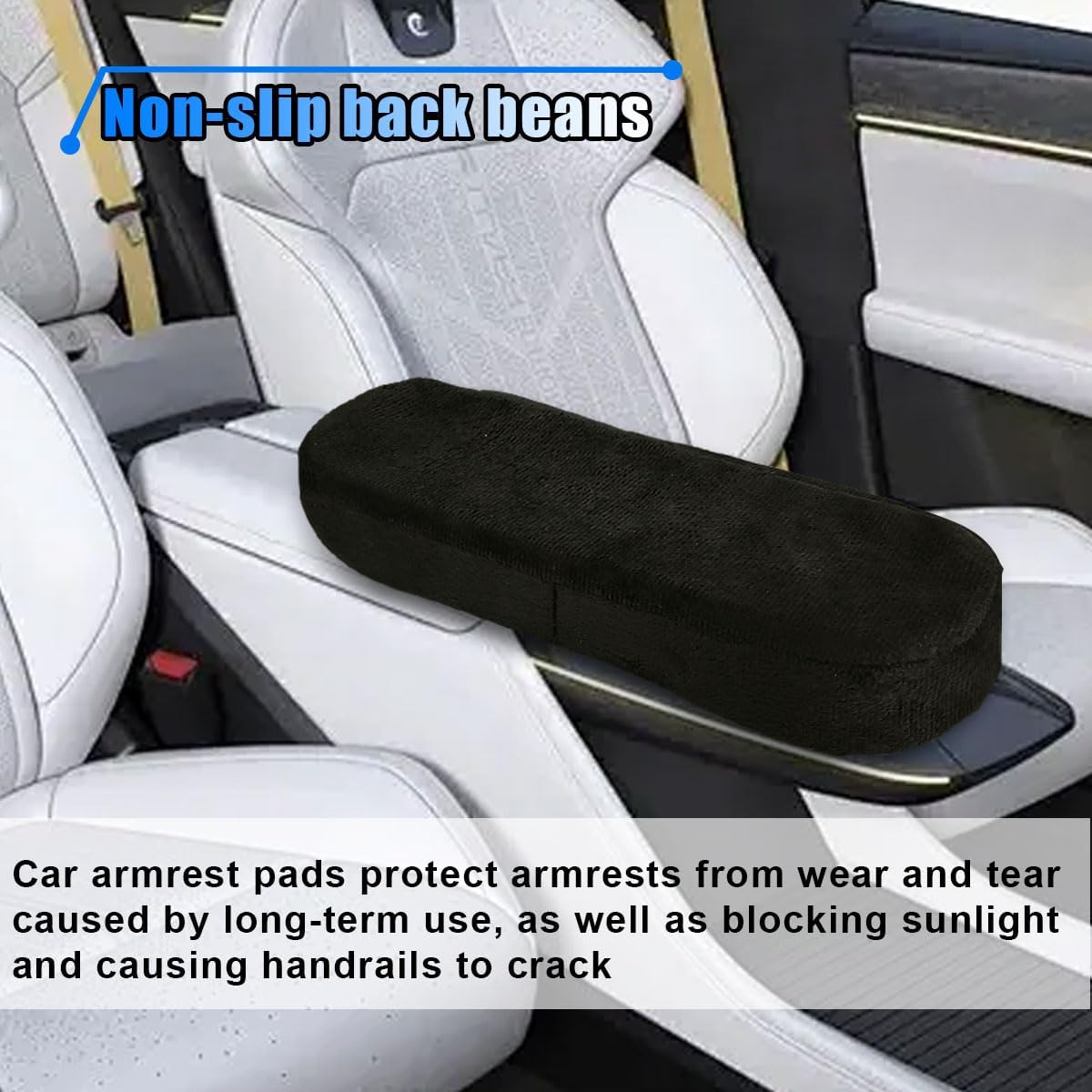 2PCS Car Seat Armrest Covers, Soft & Comfortable Office Chair Arm Pad, Anti-Scratch Car Armrest Cushion, Universal Car Armrest Pillow Protector Cover for Most Cars (Black)