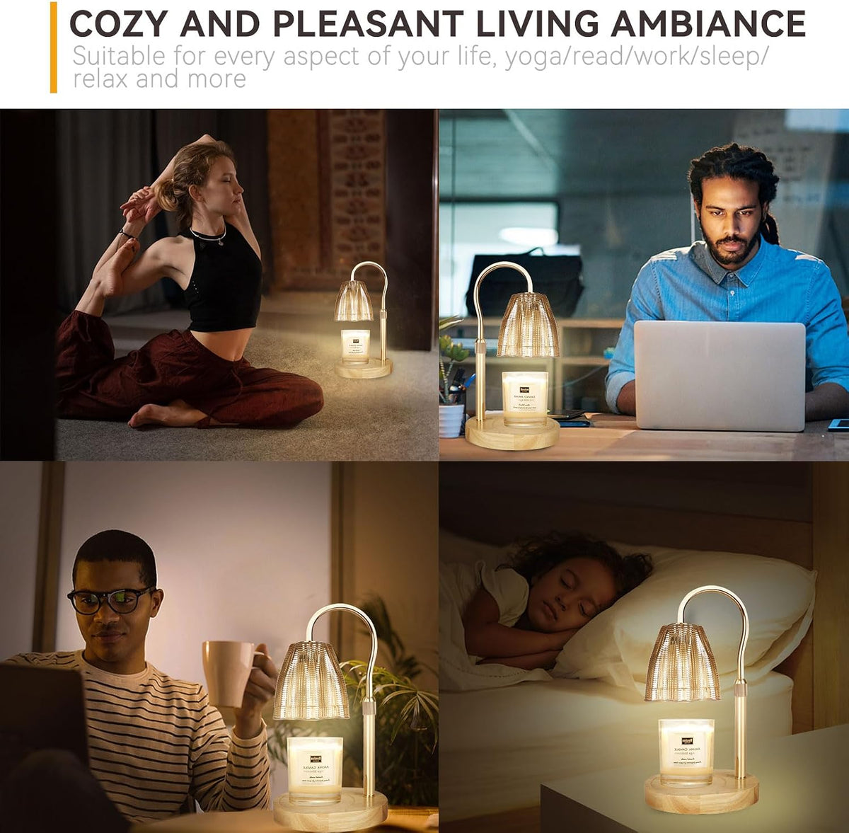 Candle Warmer Lamp with 3 Bulbs, Adjustable Height Dimmable Candle Warmer with Timer, Candle Lamp with Charming Gift Box Ribbon,Birthday Gifts for Women Mom, House Warming Gifts New Home Decor
