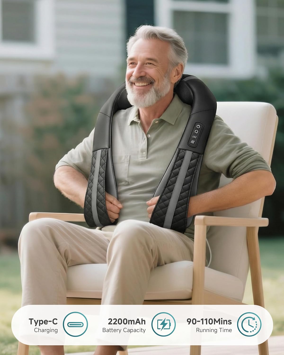 Shiatsu Neck & Shoulder Massager with Heat, Deep Tissue Back Massager