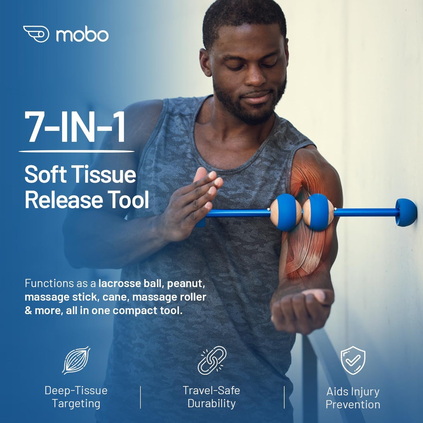 MOBO Deep Tissue Muscle Roller Stick for Back, Leg Recovery Massage Roller | One tool replaces a foam roller, massage ball & handheld massager for calves, quads, back & shoulders