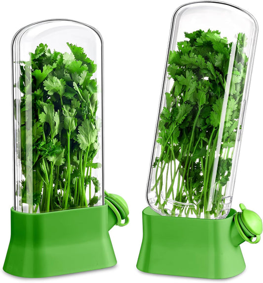 2 Pieces Herb Saver for Refrigerator Fresh Herb Keeper Cilantro Container for Fridge Saver Pod for Cilantro, Parsley, Asparagus, Keeps Vegetables for 2-3 Weeks(White)
