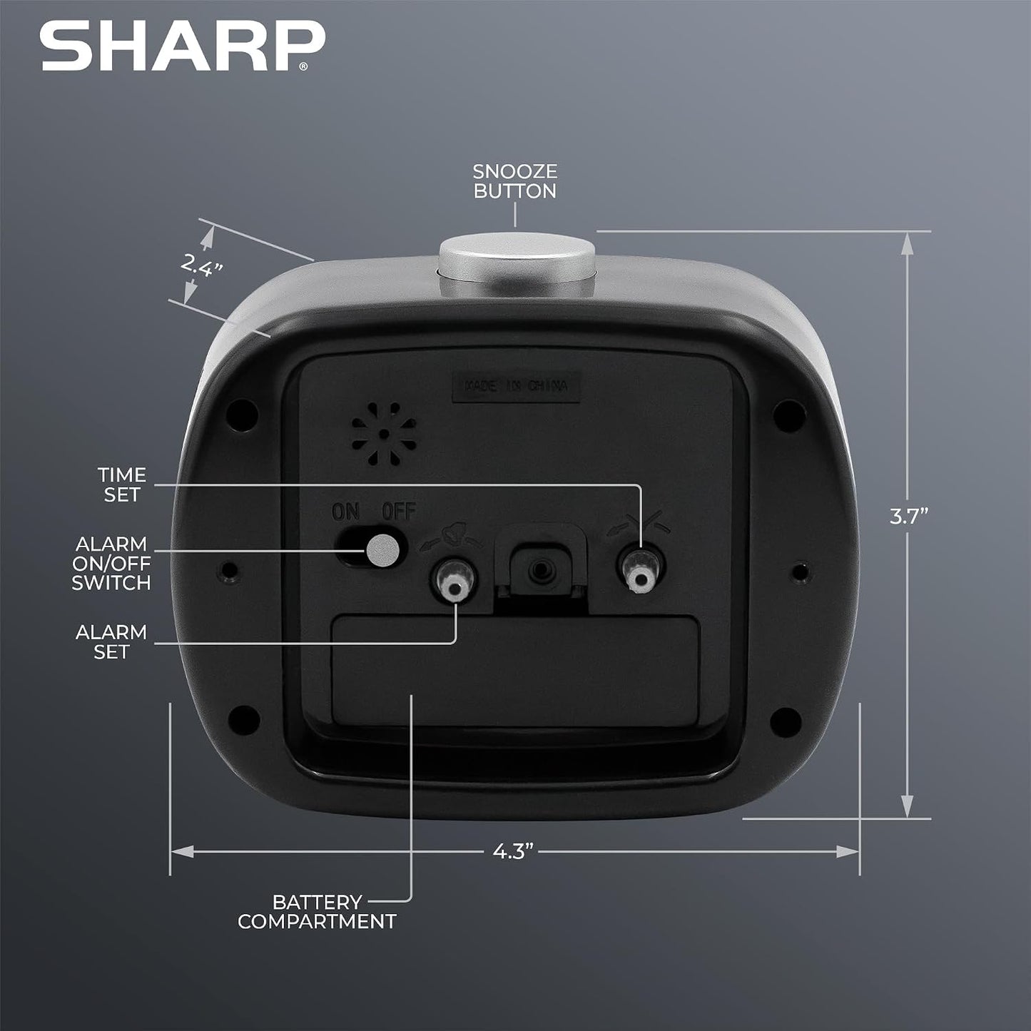 Sharp Small Retro Analog Alarm Clock, Silent Non-Ticking, Battery Powered | 4.3-inch compact size, top snooze control, beep wake sound, easy-read dial, bedside, desk, travel, bedroom, nightstand, shelf