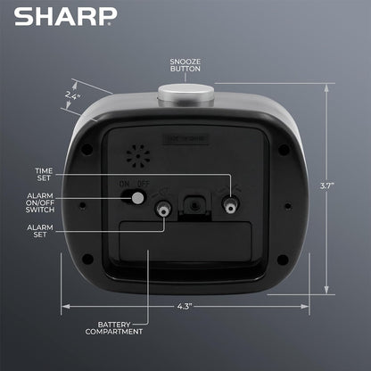 Sharp Small Retro Analog Alarm Clock, Silent Non-Ticking, Battery Powered | 4.3-inch compact size, top snooze control, beep wake sound, easy-read dial, bedside, desk, travel, bedroom, nightstand, shelf