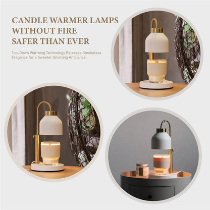 AIKUT Candle Warmer Lamp, with 2 Bulbs,Timer & Dimmer,Compatible with Large Yankee Candle Jars,3 Wick Candles,Height Adjustable Electric Top Melter,110-120v, (Black Marble)