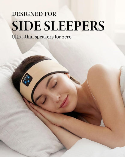 Perytong Sleep Headphones Bluetooth 5.4 Headband, Wireless Sleep Headphones with Ultra-Thin HD Stereo Speakers for Side Sleepers, Soft & Sweat Resistant Sport Headband for Yoga Travel Workout