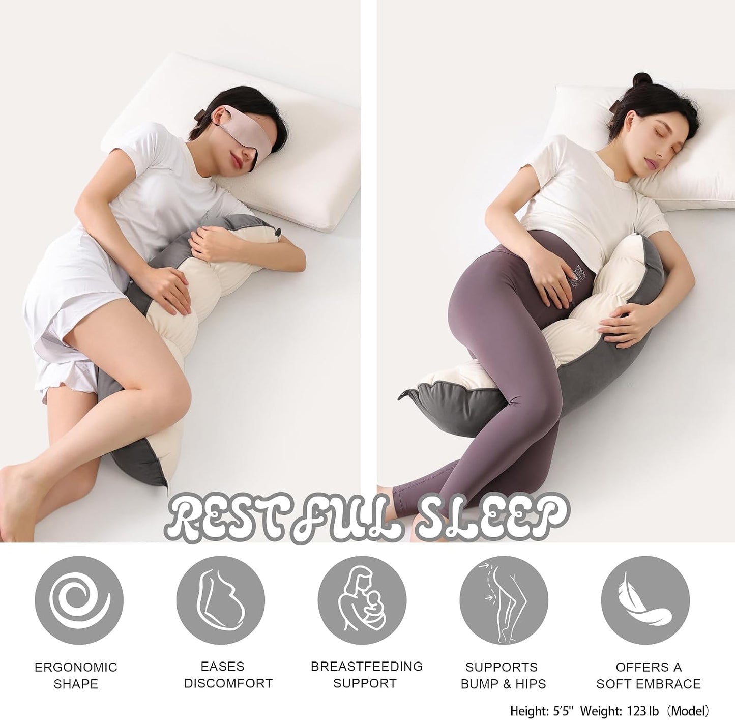 Peallow(Pat. Pend) – Long Round Body Pillow for Adults, Bolster Pillow for Sleeping, Soft and Supportive Pillow for Sleeping & Lumbar Support (Green-White, 29.5")