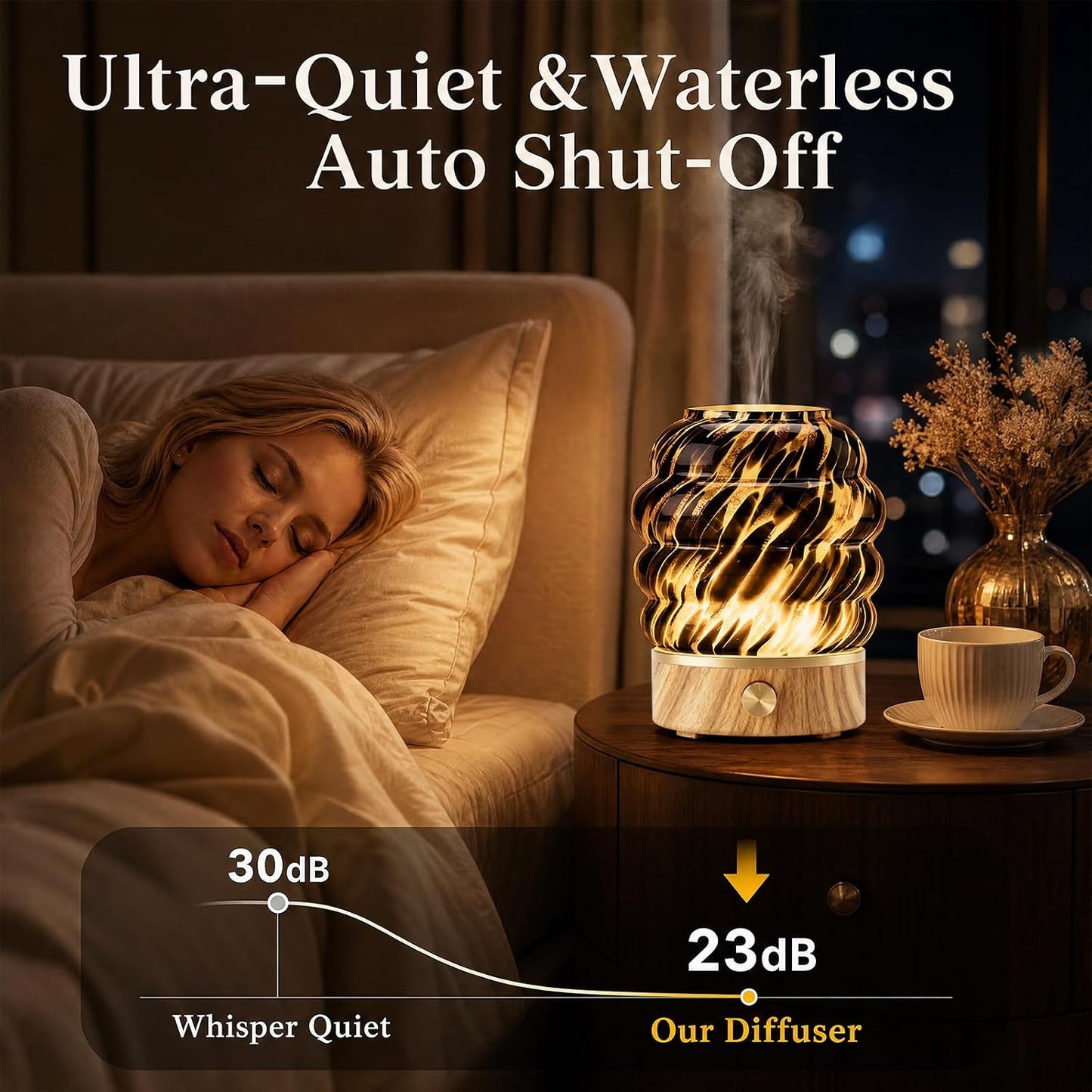 Glass Essential Oil Diffuser for Home - 180ml Ultrasonic Cool Mist Aromatherapy Diffuser for Essential Oils with 7 Led Night Light & Auto Shut-Off Protection for Home Office Bedroom Gifts for Women
