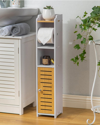 AOJEZOR Toilet Paper Holder Stand: Small Space Bathroom Storage for Renters