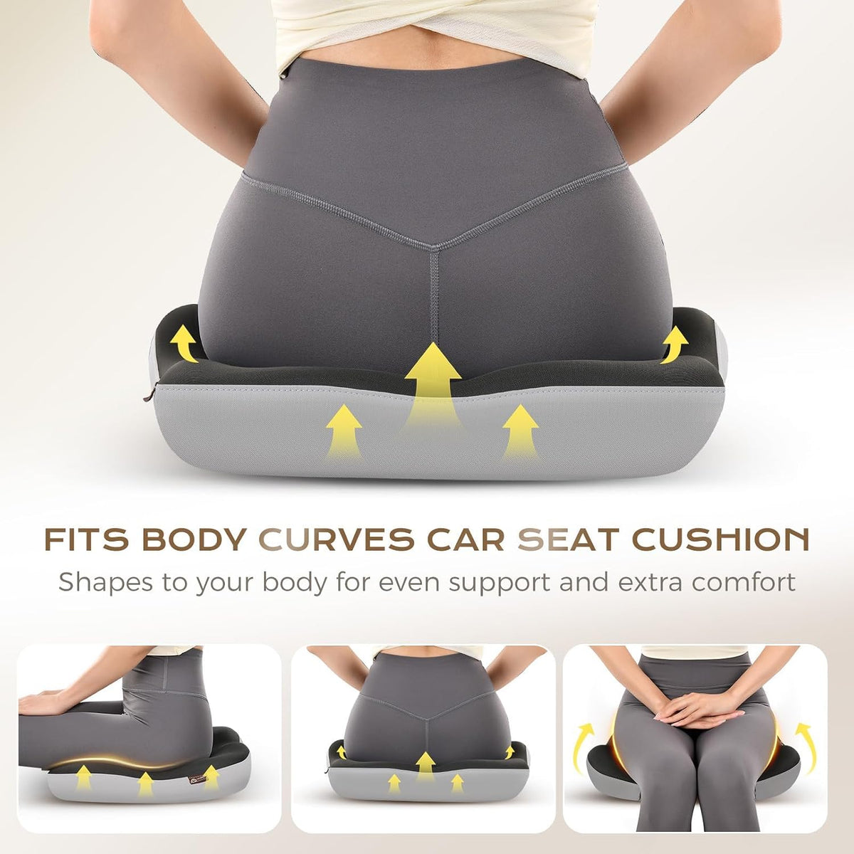 Coverado Lumbar Support Pillow and Seat Cushions for Office Chairs, Memory Foam Orthopedic Coccyx Cushion for Tailbone Pain Cushion Pillow & Back Pain Pressure Relief Seat Cushion Coffee&Beige