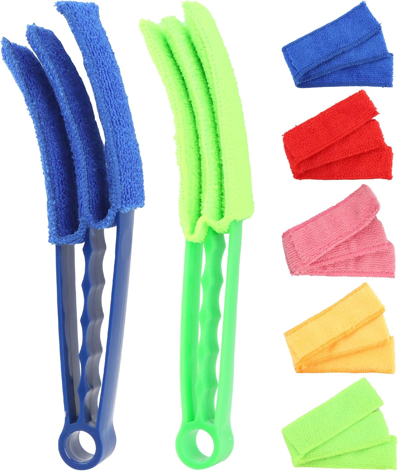 2PCS Blind Cleaner Brushs with 5 Reusable Microfiber Sleeves Brush, Window Blind Duster Tool Blind Cleaner Tool for Window, Car Air Condition, Fans, Exhaust Vent