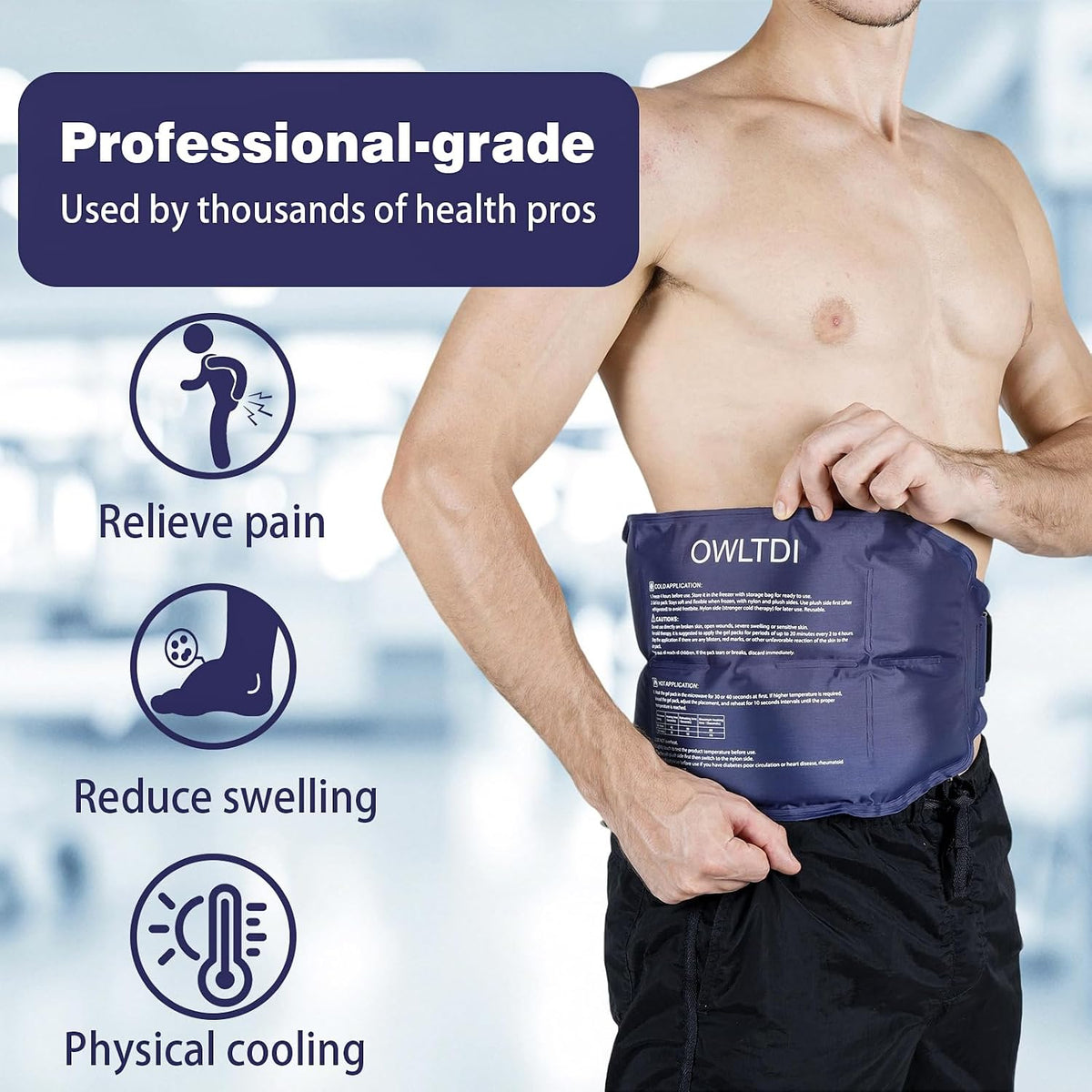 Ice Packs Soft Flexible Gel Pack for Injuries Reusable Cold Hot Therapy for Shoulder Knee Back Elbow Leg Hip Arm for Muscle Relief & Recovery 17.5'' x 9.5'' Navy Blue