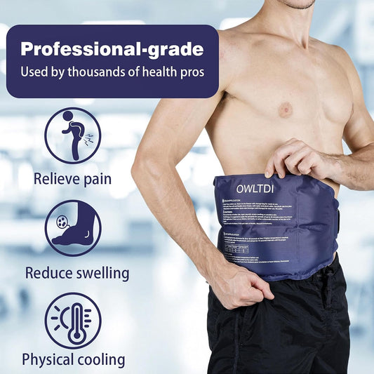 Ice Packs Soft Flexible Gel Pack for Injuries Reusable Cold Hot Therapy for Shoulder Knee Back Elbow Leg Hip Arm for Muscle Relief & Recovery 17.5'' x 9.5'' Navy Blue