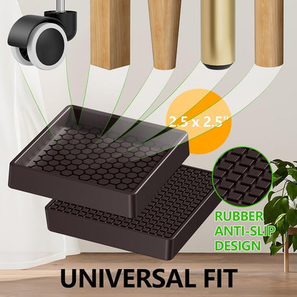 Non Slip Furniture Pads for Hardwood Floors - 12PCS 2" Caster Cups, Round | Furniture Stoppers to Prevent Sliding, Anti Slip Furniture Coasters Cup, Floor Protectors for Furniture Bed Couch Chair,Black