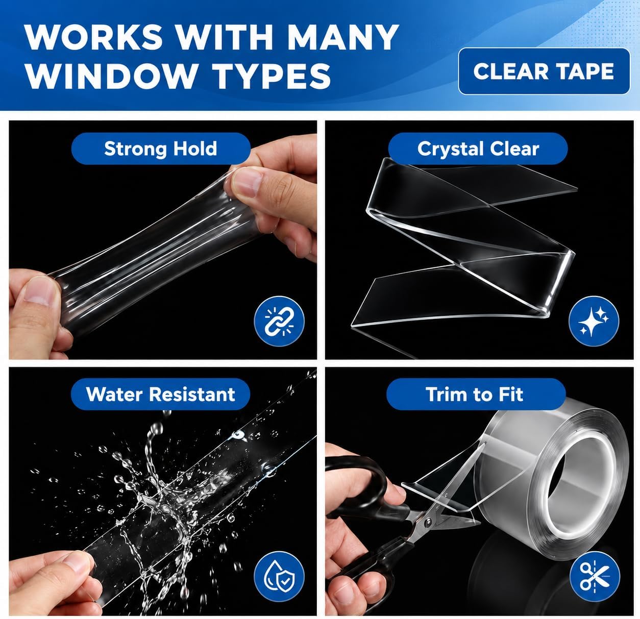 49 Feet Clear Weather Stripping Door Seal, Draft Seal Tape for Doors, Silicone Draft Seal Insulation Tape Strip, Under Door Seal Strip for Window and Door Bottom 3 Rolls Total 49ft (Width 35mm)