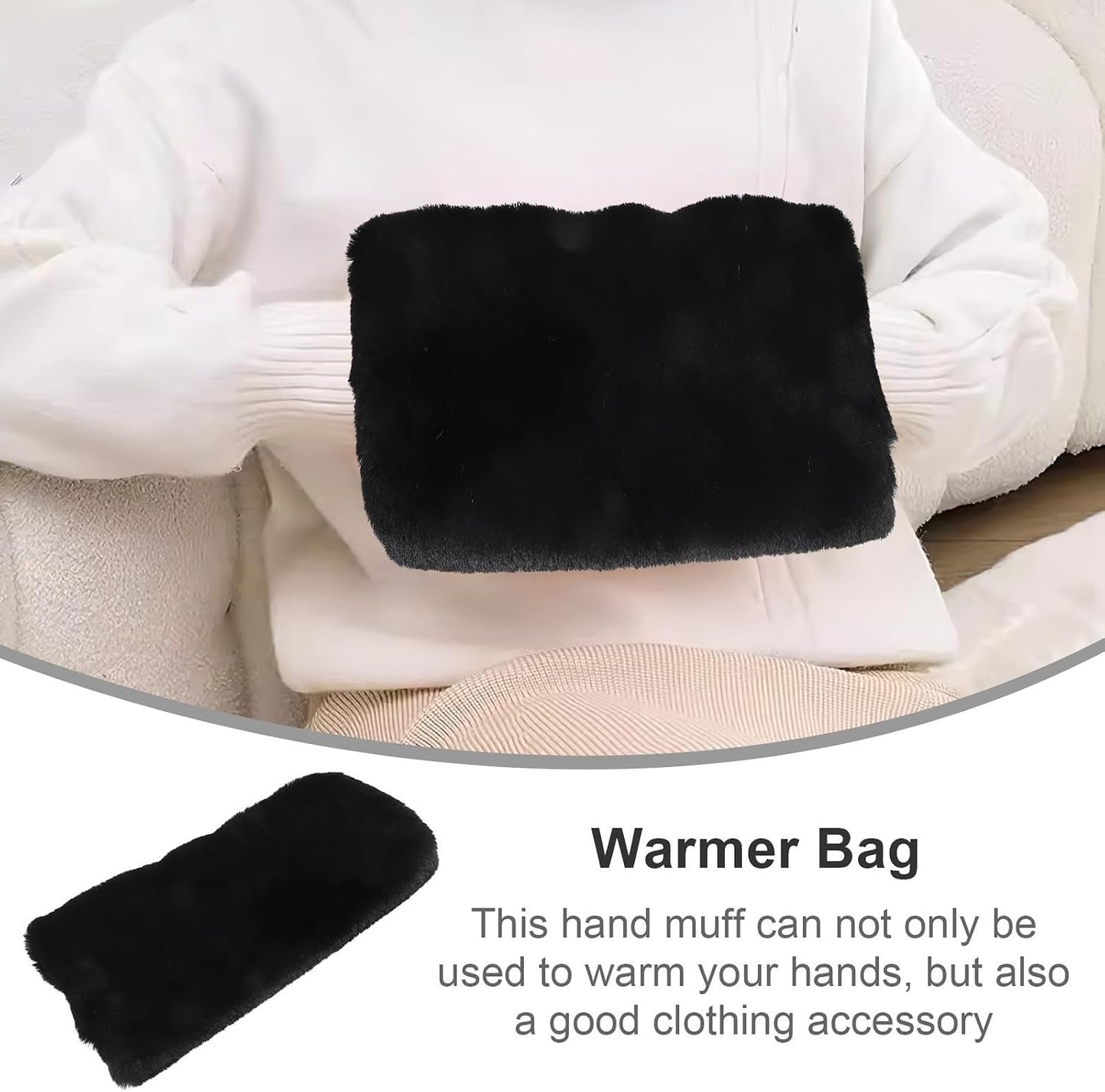 COHEALI Portable Hands Muff Plush Hand Warmer Bag for Winter Traveling and Winter Weddings, Delicate Clothing Accessory with Stylish Simple Design, for Mothers and Grandmothers