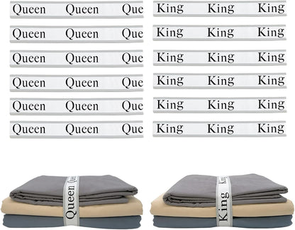 12 Pieces Bed Sheet Organizer Bands, Closet Organization Sheet Straps, Linen Labels Bedding Bands, Elastic Bed Sheet Storage Sheet Keepers （6PcsQueen 6PcsKing ）