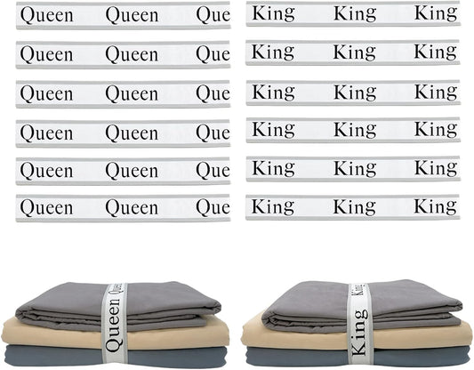12 Pieces Bed Sheet Organizer Bands, Closet Organization Sheet Straps, Linen Labels Bedding Bands, Elastic Bed Sheet Storage Sheet Keepers （6PcsQueen 6PcsKing ）