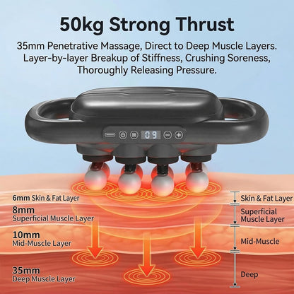 16-Head Massage Gun Deep Tissue, 9 Speeds & 9 Models Electric Percussion Muscle Massager, Quiet Portable Back Massager for Pain Relief, Relaxation for Back, Neck, Shoulders, Legs, Feet (42head)