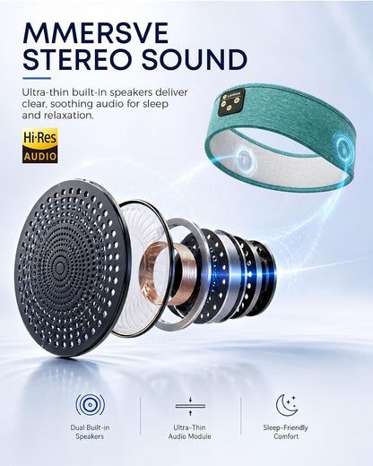 Sleep Headphones Headband, Bluetooth 5.4 Sleeping Headphones for Side Sleepers, Wireless Headband Headphones with Ultra-Thin Stereo Speakers for Sports, Workout, Travel, Meditation