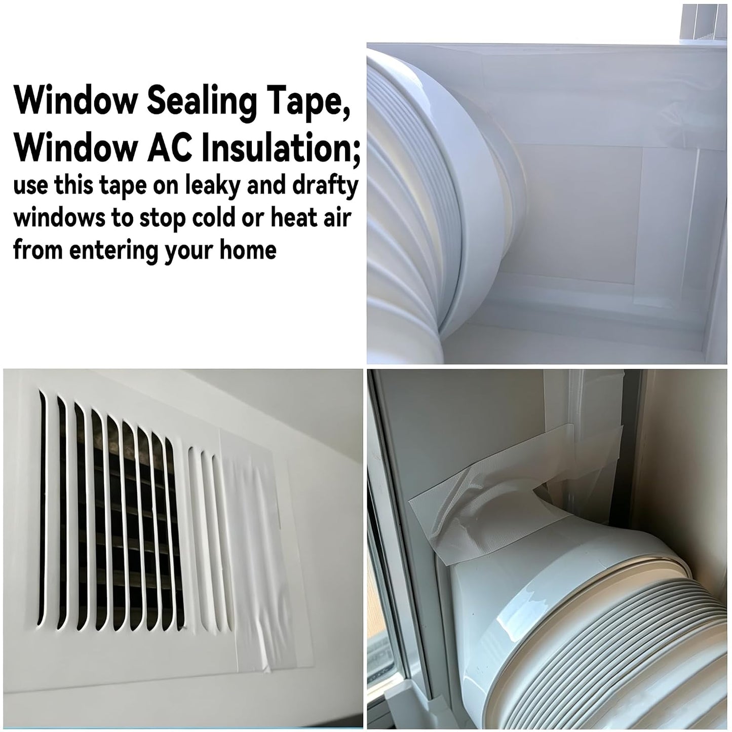 Window Sealing Tape, Window AC Insulation Tape, White 3 Inch x 65 FT | Waterproof Blocker for Cold Heat Air, Windproof, No Residue Strong adheisve