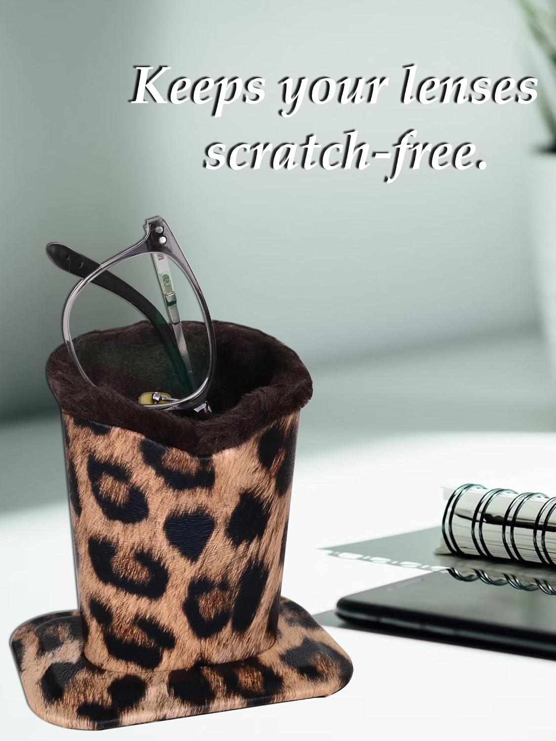 Baitaihem Pack of 2 Plush Lined Eyeglasses Holder Stand Protective Glasses Case For Desks Or Nightstands