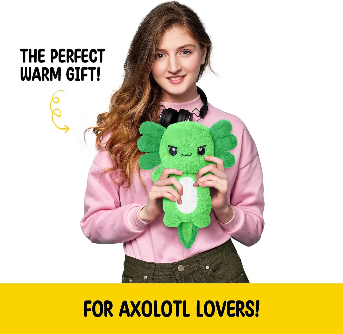 Axolotl Unscented 2Lbs Heating Pad for Neck Shoulders and Back Wrap Microwavable, Heatable 22.5" Cute Warm Stuffed Animals Neck Warmer - Axolotl Gifts for Women Girls and Kids